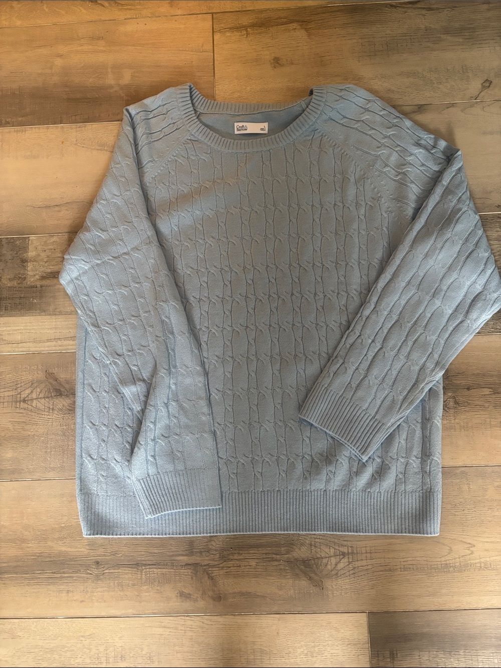 Light Blue Cable Knit Crewneck Sweater